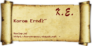Korom Ernő névjegykártya